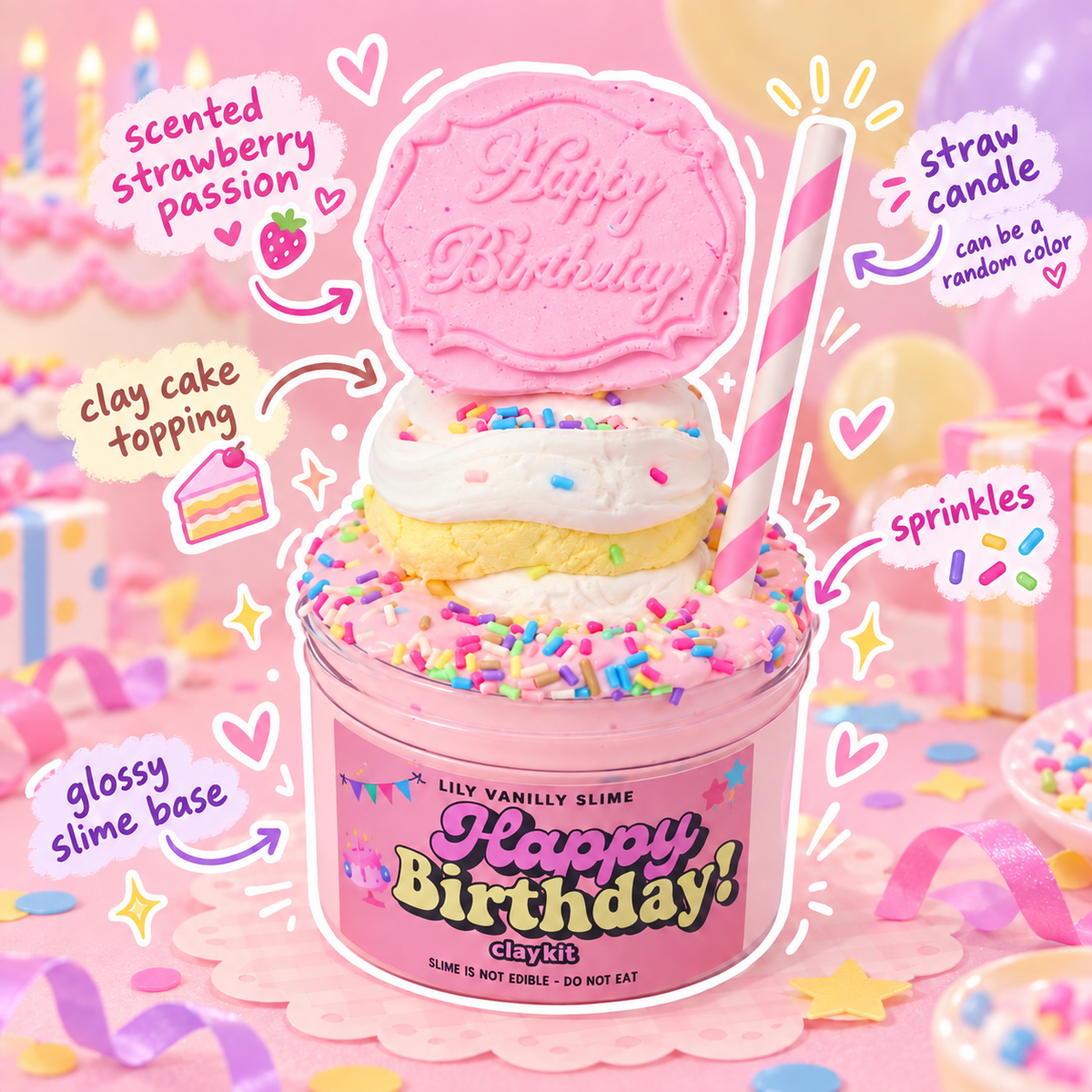Happy Birthday Slime Clay Kit Lily Vanilly Slime