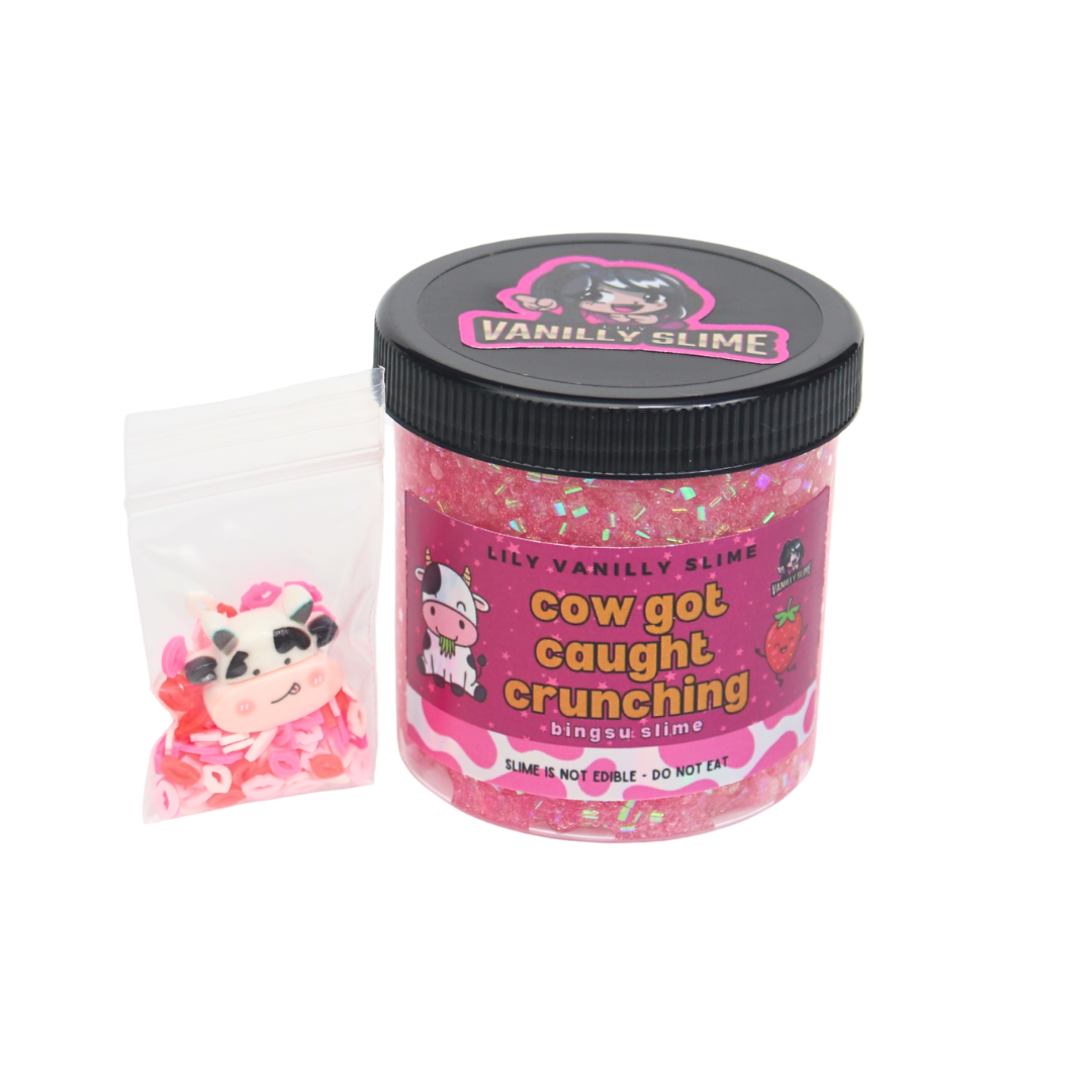 Cow Got Caught Crunching Bingsu Crunchy Slime Scented Strawberry Vanilla | Lily Vanilly Slime